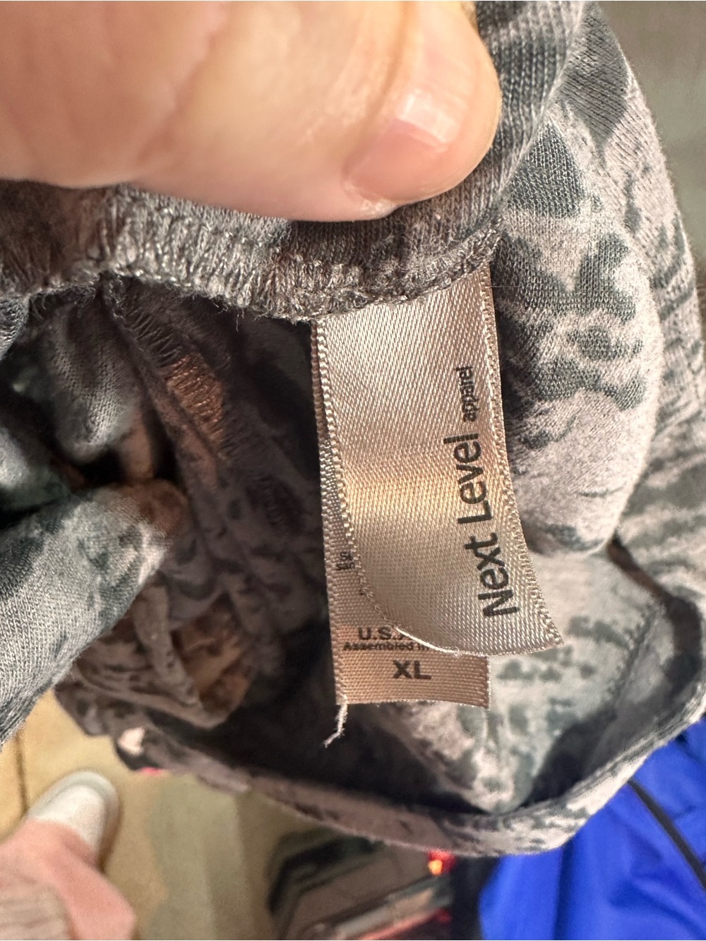 Next Level Apparel Gray Camo Hoodie with Pink Heart Graphic - Picture 3 of 3